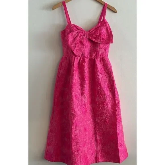 ellara jacquard midi bow dress LILLY PULITZER Ellara Jacquard Midi Bow Dress Roxie Pink Baby Blues  Jacquard 4